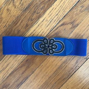 Elegant Blue Women's Belt with Gold Buckle